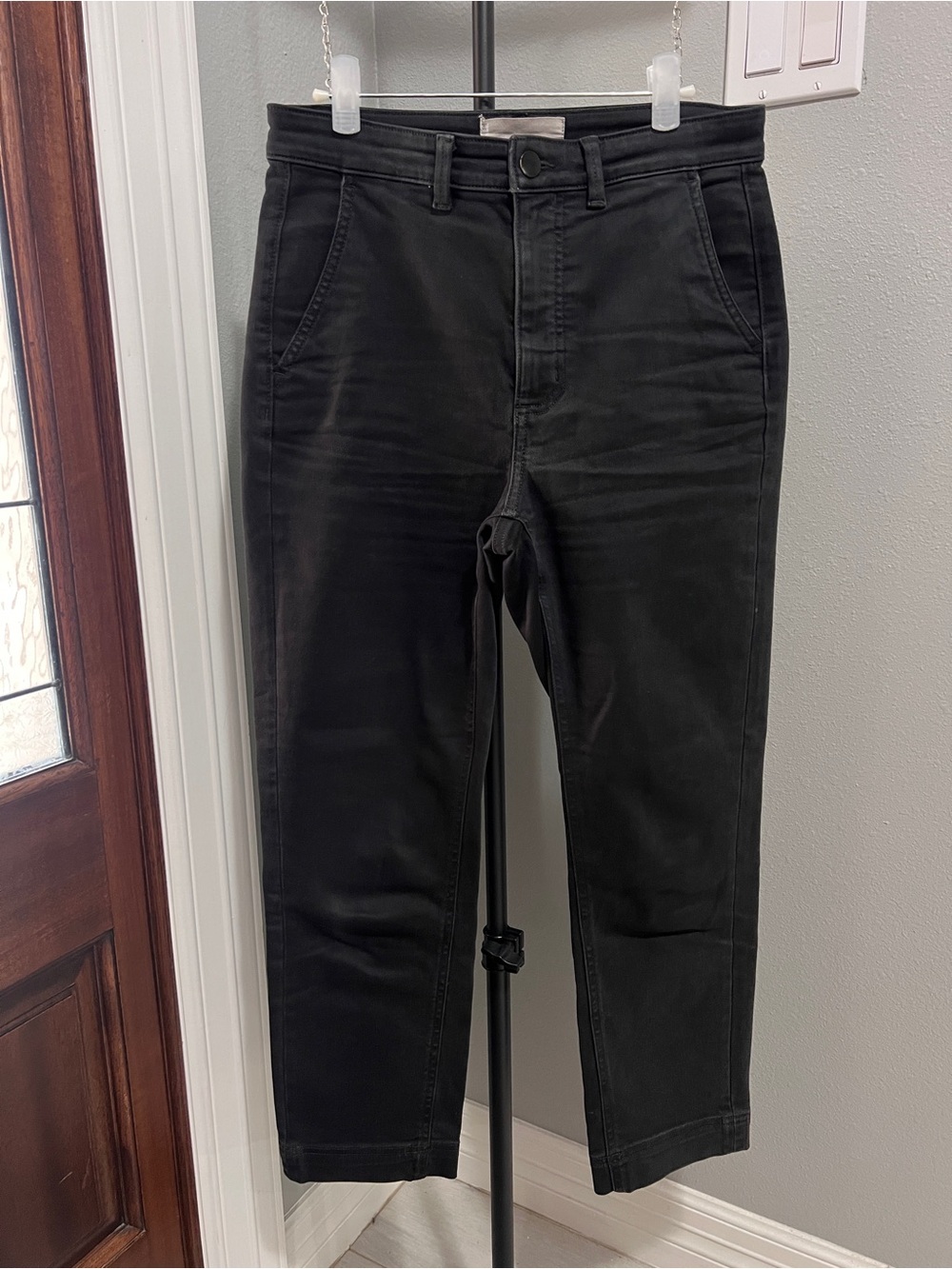 Everlane The Slim Leg Crop Pants Black Size 4 High Rise Stretch Utility